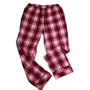 Victoria's Secret Red/Pink Plaid Sparkle Flannel PJ/Lounge Pants SZ S